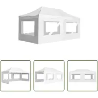 The Living Store Tente de réception professionnelle Pliable avec parois Aluminium 6×3m Blanc