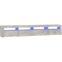 Syfax Meuble TV avec lumières LED Gris béton 240x35x40 cm