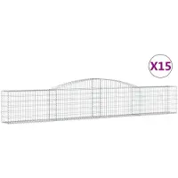 vidaXL Gabions avec arc surélevé 15 pcs. 400x30x60/80 cm Fer galvanisé