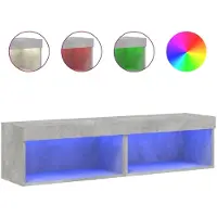 vidaXL Armoires TV avec lampes LED 2 pcs. Gris béton 60x30x30 cm