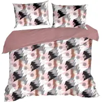 Eurofirany AURA linge de lit housse de coussin housse de couette 160x200 cm Noël rose blanc