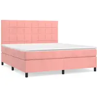 vidaXL Lit boxspring avec matelas rose 160x200 cm velours