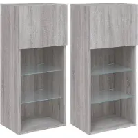vidaXL Armoires TV avec lampes LED 2 pcs. Gris Sonoma 40,5x30x90 cm