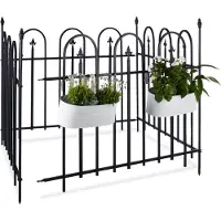 Relaxdays Clôture de jardin en métal GOTH, kit complet de 4,8 m, clôture en fer, 4 panneaux de 90 x 120 cm, anthracite, noir