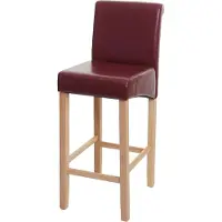 Mendler Tabouret de bar HWC-C33, chaise de bar tabouret de comptoir, bois rouge-brun, pieds clairs, similicuir