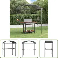 The Living Store Pavillon de barbecue avec étagères latérales Anthracite 220x115x230 cm Acier