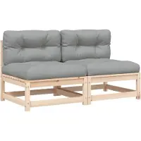vidaXL Canapés de jardin sans accoudoirs avec coussins 2 pcs. Pin massif
