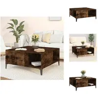 vidaXL Table basse chêne fumé 80x80x36,5 cm Bois composite - Tables basses