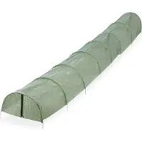 Relaxdays Tunnel en plastique , longueur 5 m, film PE avec fermeture à glissière, 8 arceaux, châssis de culture, culture précoce, tunnel pour plantes, vert