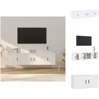 vidaXL Ensemble de meubles TV 3 pièces Blanc Matériau dérivé du bois - Meubles TV