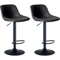 CLP - Ensemble de 2 tabourets de bar de style industriel, avec dossier et rotation à 360°, couleur noire, revêtement en velours