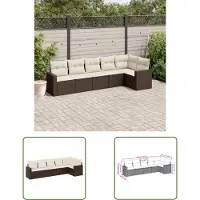 The Living Store 6-pièces salon de jardin avec coussins brun poly rotin