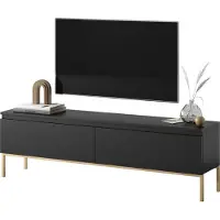 Selsey Bemmi - Buffet TV noir avec pieds métalliques dorés, 150 cm