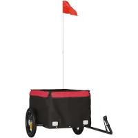 Syfax Remorque de vélo noir et rouge 30 kg fer