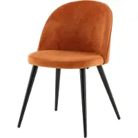 Furnlux Classic FURNLUX Chaise de salle à manger en velours orange et noir 50cm / Hauptfarbe : Orange / Abmessungen : 50 x 57 x 77 cm