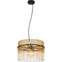 Globo Lighting Suspension noire Gorley avec verre ambré Ø 40cm