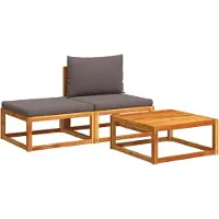 Syfax Ensemble de canapés de jardin 3 pièces avec coussins en bois d'acacia et rotin