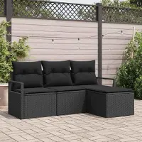 Prolenta Maison Exclusive - Ensemble de canapé 4 pièces, couleur noire [Matériau synthétique] : Rotin synthétique