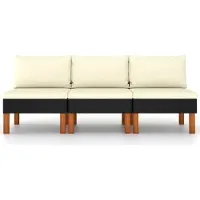 Syfax Canapés centraux 3 pcs Résine tressée et bois d'eucalyptus