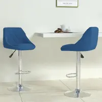 Prolenta Maison Exclusive - Tabourets de bar, lot de 2, velours bleu