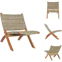 vidaXL Chaise Relax Naturel Rotin Kubu et Bois Massif Acajou - Fauteuil