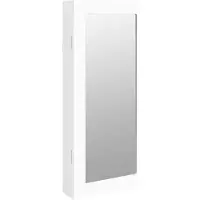 Syfax Armoire à bijoux avec miroir murale blanc 30x8,5x67 cm