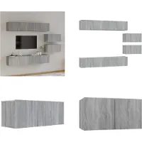 vidaXL 6 pcs. Armoire TV Set Gris Sonoma Bois composite - Ensemble d'armoires TV - Ensembles d'armoires TV - Meuble-paroi