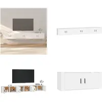 vidaXL Armoires murales TV 3 pcs. Blanc 100x34,5x40 cm - Meuble TV mural - Meubles TV muraux - Meuble TV - Console TV