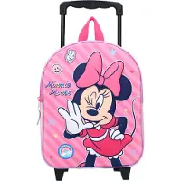 Disney Minnie Mouse Valise Trolley Sac à dos scolaire rose avec roulettes et sangles réglables