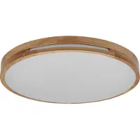 Osram ORBIS Woodburry Applique murale/plafonnier à LED avecReproduction bois, 36W, 1500lm, 3000K, 500mm de diamètre, 830 blanc chaud amical, protection IP20, vis de montage et chevilles incluses