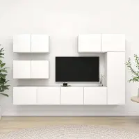 vidaXL 6 pcs. Ensemble d'armoires TV Blanc Bois composite - Ensemble d'armoires TV - Ensemble d'armoires TV suspendues - Ensembles d'armoires TV suspendues