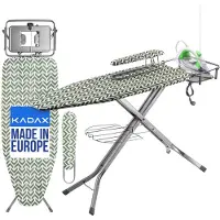 Kadax Planche à repasser avec prise électrique "Aleglo", repose-fer et table à repasser les manches, 130cm, Vert