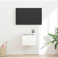 Prolenta Meuble TV mural exclusif - Dimensions : 39 x 31 x 29,5 cm - Finition : blanc brillant - Matériau : bois composite