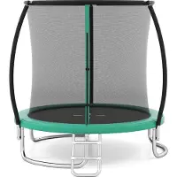 Costway Trampoline Ø244cm Outdoor, trampoline de jardin rond avec échelle, filet de sécurité, couverture de bord & cadre métallique, trampoline pour enfants&adultes