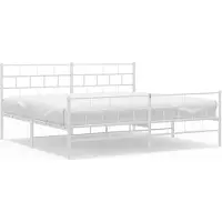Syfax Cadre de lit métal sans matelas et pied de lit blanc 193x203 cm