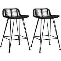 Prolenta Maison Exclusive - Lot de 2 tabourets de bar en rotin noir