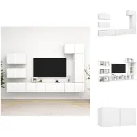 vidaXL Ensemble de 8 meubles TV Blanc Matériau dérivé du bois - Meubles TV