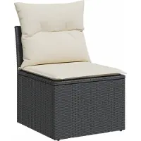 Syfax Chaise de jardin sans accoudoirs avec coussins noir poly rotin
