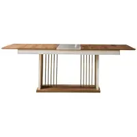 AEA Table à rallonge de salle à manger marron Table de cuisine rectangulaire en bois Meubles nobles