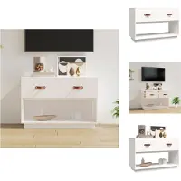 vidaXL Meuble TV Blanc 90x40x60 cm Pin massif - Meubles TV