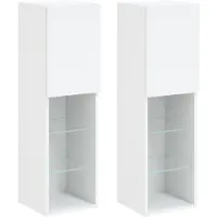 Sonstiges Meubles TV avec lumières LED 2 pcs blanc 30,5x30x102 cm