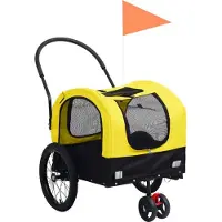 Syfax Remorque de vélo pour chiens et poussette 2-en-1 jaune et noir