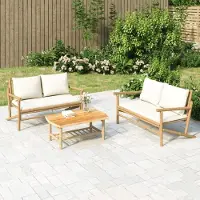 Prolenta Maison Exclusive - Ensemble de salon de jardin 2 pièces avec coussins blanc crème en bambou