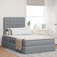 Prolenta Maison Exclusive - Lit coffre à LED avec matelas gris clair 120 x 200 cm, tissu