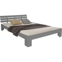 Homestyle4u Lit Double en Bois Lit Futon Lit 160x200 Gris Pin Cadre de Lit en Bois Massif