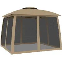 Syfax Tonnelle avec double toit et parois en filet taupe acier