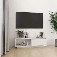 Prolenta Maison Exclusive - Meuble TV blanc 110x30x33,5 cm Bois massif Pin