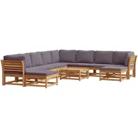 Syfax ensemble de salon de jardin 11 pièces avec coussins en acacia massif