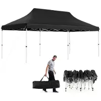 Costway Pavillon 3x6m avec sac de transport, tente de réception pliante réglable en hauteur, hydrofuge, protection UV 50+