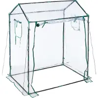 Relaxdays Serre en film plastique , film PVC, porte et fenêtre enroulables, dimensions : 152 x 132 x 92 cm, serre pour tomates, transparente